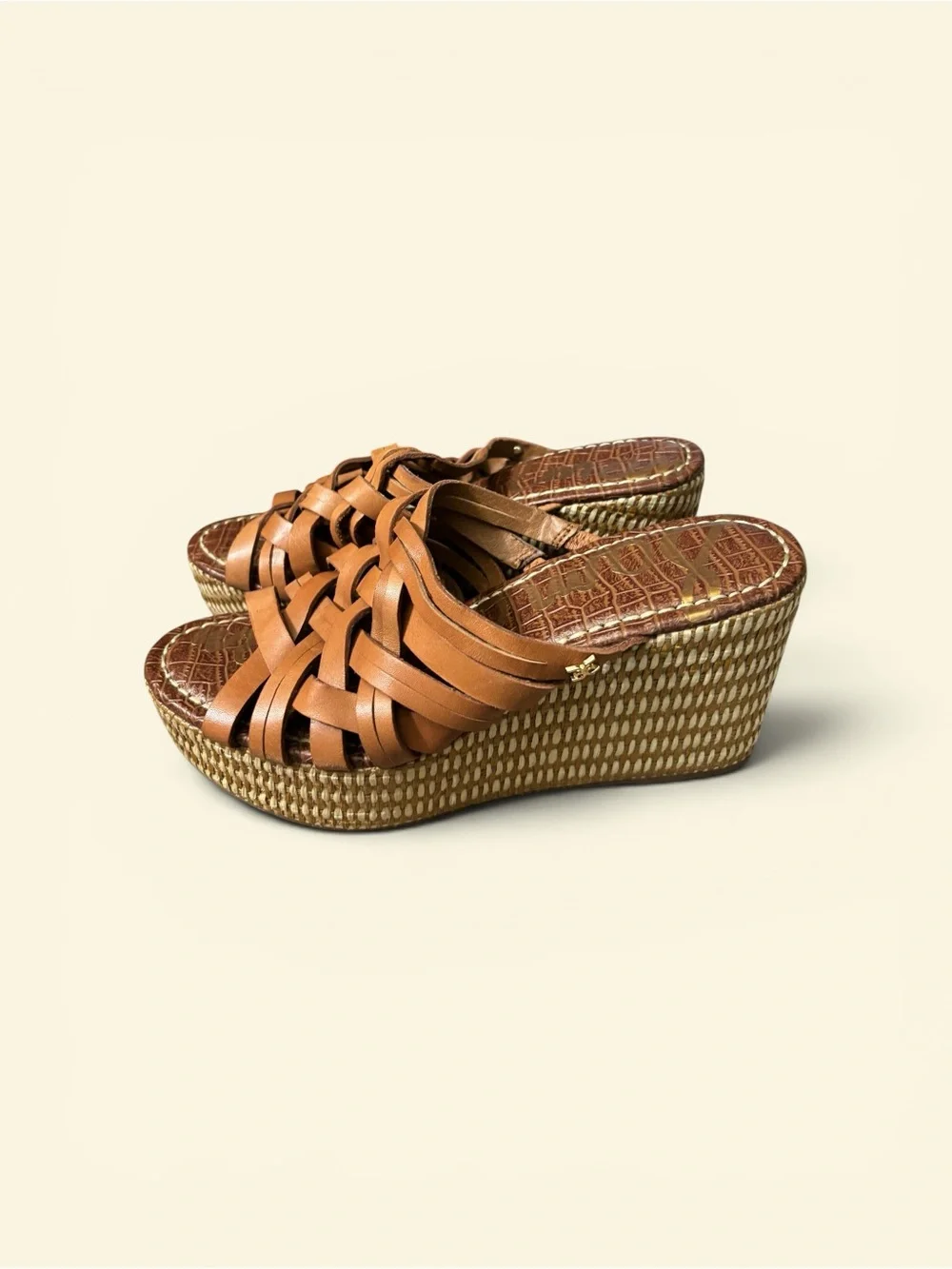 Sam Edelman Women's Devon Leather Wedge Sandals size 8 only worn 1x
